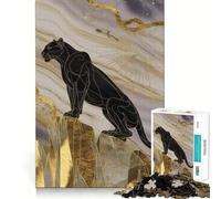 Puzzle da 1000 pezzi con la Pantera Nera sulla cima di una montagna dorata Gioco di precisione,stimola la logica,ideale per il tempo libero e come regalo di compleanno 50x75cm