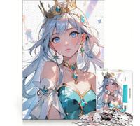 Puzzle da 1000 pezzi con la principessa anime dagli occhi azzurri, gioco per tutta la famiglia, divertente e spiritoso, compleanno e Natale 38x52cm