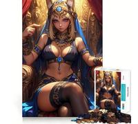 Puzzle da 1000 pezzi con la regina dagli occhi azzurri,ragazza anime Waifu,pezzi a incastro,gioco divertente e rilassante,ideale per decorazioni natalizie 38x26cm