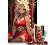 Puzzle da 1000 pezzi con la regina volpe anime Waifu,gioco di memoria ad alta precisione,sfida interattiva per il cervello da usare a casa (38x26cm)