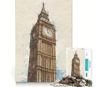 Puzzle da 1000 pezzi con la sagoma della Torre Big Ben e incastri lisci Divertente gioco di logica e pensiero creativo Gioco casual,regalo di Natale (38x52cm)