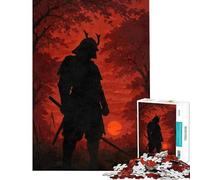 Puzzle da 1000 pezzi con la sagoma di un samurai nella foresta rossa Attività divertenti da fare in casa ma anche un gioco impossibile e divertente per ragazzi dai 14 anni in su (50x75cm)