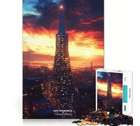 Puzzle da 1000 pezzi con la splendida immagine dello skyline di San Francisco al tramonto,con bordi perfetti Gioco di abilità mentale,gioco lento,divertente,regalo di compleanno per stimolare la mente