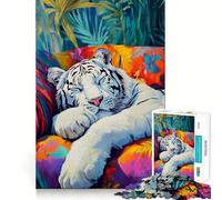 Puzzle da 1000 pezzi con la tigre bianca addormentata, ideale per adolescenti, per migliorare la memoria, rilassare la mente e creare opere d'arte di alta qualità 38x52cm