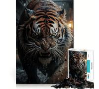Puzzle da 1000 pezzi con la tigre predatore per ragazzi, gioco di logica stimolante per il relax, bordi chiari, sorpresa di compleanno 38x26cm