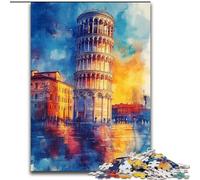 Puzzle da 1000 pezzi con la Torre di Pisa al tramonto, per adulti e adolescenti, dai 14 anni in su, gioco di Natale antistress, regalo per donne (50x75cm)