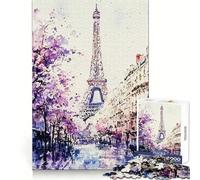 Puzzle da 1000 pezzi con la Torre Eiffel dipinta ad acquerello,divertente rompicapo,regalo per un momento di relax,regalo artistico di Natale (38x26cm)