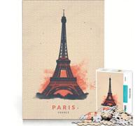 Puzzle da 1000 pezzi con la Torre Eiffel e il poster di Parigi, ideale per giochi in famiglia, regalo di compleanno, con poster abbinato e foglio di curiosità 50x75cm