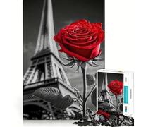 Puzzle da 1000 pezzi con la Torre Eiffel e la Rosa Rossa per adulti ideale per rafforzare la memoria alleviare lo stress e creare un'atmosfera piacevole Perfetto per un compleanno a sorpresa (38x26cm)