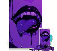 Puzzle da 1000 pezzi con labbra di vampiro viola, ideale per adulti, un gioco stimolante per la mente, perfetto per il tempo libero Dimensioni nitide, (38x52cm)