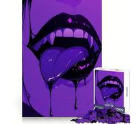 Puzzle da 1000 pezzi con labbra di vampiro viola, ideale per adulti, un gioco stimolante per la mente, perfetto per il tempo libero Dimensioni nitide, (38x52cm)