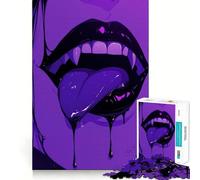 Puzzle da 1000 pezzi con labbra di vampiro viola per adolescenti, stimola la memoria, gioco rilassante, bordi netti, regalo di alta qualità (50x75cm)