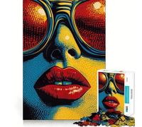 Puzzle da 1000 pezzi con labbra e occhiali da sole in stile Pop Art per adolescenti, ideale per il relax e il gioco di assemblaggio, un regalo perfetto (38x26cm)
