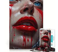 Puzzle da 1000 pezzi con labbra rosse da donna per adolescenti,gioco di abilità mentale,taglio laser per un incastro perfetto,rilassante attività di gruppo al chiuso (38x26cm)