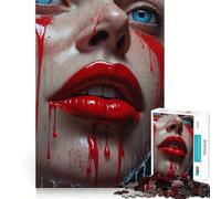Puzzle da 1000 pezzi con labbra rosse da donna per adulti,divertente per allenare la mente,con componenti robusti e ben definiti,ideale per una pausa rilassante (38x52cm)
