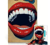 Puzzle da 1000 pezzi con labbra rosse e sorriso in stile Pop Art per adulti Giocattolo creativo per la casa, divertimento assicurato, taglio fine, regalo di Babbo Natale (38x52cm)