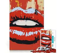 Puzzle da 1000 pezzi con labbra rosse in stile Pop Art per adolescenti, gioco di logica e relax, taglio perfetto, lista dei desideri di Babbo Natale (50x75cm)