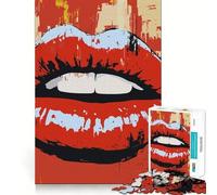 Puzzle da 1000 pezzi con labbra rosse in stile Pop Art per adolescenti, gioco di logica, momento di pace, taglio perfetto, lista dei desideri di Babbo Natale (38x26cm)