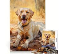 Puzzle da 1000 pezzi con Labrador giallo per adulti, stimolante cognitivo, evasione consapevole, blocco stretto, regalo per le vacanze (50x75cm)