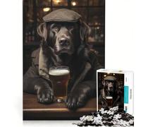 Puzzle da 1000 pezzi con Labrador nero al pub, gioco educativo, divertente antistress, per rafforzare l'amore tra le coppie 50x75cm