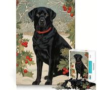Puzzle da 1000 pezzi con Labrador nero in inverno,pezzi a incastro,gioco divertente e rilassante,ideale per decorazioni natalizie 38x26cm