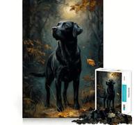 Puzzle da 1000 pezzi con Labrador nero in una foresta autunnale,incastro perfetto,attività di gioco intelligente,divertimento per il tempo libero,regalo di compleanno 38x26cm
