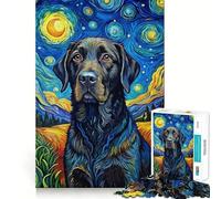 Puzzle da 1000 pezzi con Labrador Retriever nero,gioco di precisione sui bordi,giocattolo per allenare la mente,divertimento a gioco lento,regalo di compleanno 38x52cm