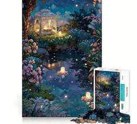 Puzzle da 1000 pezzi con laghetto dentro un giardino di candele, ideale per adulti e ragazzi, un gioco rilassante e stimolante, perfetto come regalo per le vacanze (38x52cm)