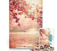 Puzzle da 1000 pezzi con lago di ciliegi in fiore,gioco di precisione e divertente per stimolare la mente e creare un'atmosfera rilassante,ideale come regalo di Natale (50x75cm)