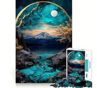 Puzzle da 1000 pezzi con lago di montagna e cerchio dorato per ragazzi, gioco intelligente, momento di relax, immagine da assemblare, regalo adorabile (38x26cm)