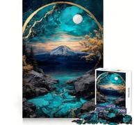 Puzzle da 1000 pezzi con lago di montagna e cerchio dorato per ragazzi, gioco intelligente, momento di relax, immagine da assemblare, regalo adorabile (38x26cm)