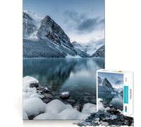 Puzzle da 1000 pezzi con lago di montagna innevato per adulti, gioco di logica, momento di serenità, taglio preciso, regalo di Natale (38x26cm)