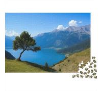 Puzzle da 1000 pezzi con lago di montagna, paesaggio costiero, lago e vista sulle montagne, gioco educativo per adulti, decorazione per la casa, sfida ad alta difficoltà, 38x26 cm
