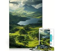 Puzzle da 1000 pezzi con lago di montagna sereno per ragazzi, gioco di logica con trenino, antistress, taglio liscio, regalo memorabile (38x26cm)