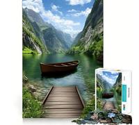 Puzzle da 1000 pezzi con lago sereno, barca e molo, ideale per ragazzi, un gioco che stimola la mente e crea un'atmosfera serena Regalo perfetto per le festività (38x26cm)