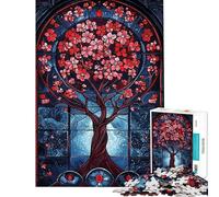 Puzzle da 1000 pezzi con l'Albero della Vita in vetro colorato ideale per adulti e famiglie per allenare mente e mani e ridurre lo stress 38x52cm