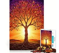 Puzzle da 1000 pezzi con l'Albero della Vita in vetro colorato, ideale per adulti e ragazzi, un passatempo rilassante Decorazione murale con bordi precisi 38x52cm