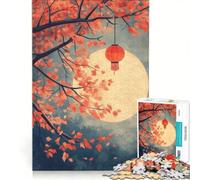 Puzzle da 1000 pezzi con lanterna rossa e luna autunnale gioco per tutta la famiglia attività divertenti da fare in casa compleanno e Natale 50x75cm