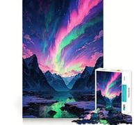 Puzzle da 1000 pezzi con l'aurora boreale su un lago di montagna,taglio preciso,gioco stimolante per la mente,divertimento per il tempo libero,decorazione natalizia,regalo (38x26cm)