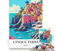 Puzzle da 1000 pezzi con le Cinque Terre colorate, gioco rilassante, interazione genitore-figlio, regalo per amici e familiari 50x75cm