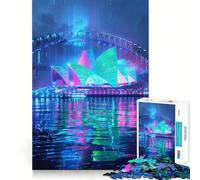 Puzzle da 1000 pezzi con le luci al neon della Sydney Opera House, ideale per ragazzi Gioco di logica, momento di relax, design elegante, regalo perfetto 38x26cm