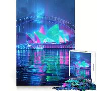 Puzzle da 1000 pezzi con le luci al neon della Sydney Opera House, ideale per ragazzi Gioco di logica, momento di relax, design elegante, regalo perfetto 38x26cm