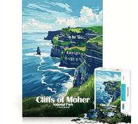 Puzzle da 1000 pezzi con le Scogliere di Moher,Parco Nazionale dell'Irlanda Gioco di precisione e attività per la mente Divertimento per il tempo libero Regalo di compleanno (38x26cm)
