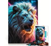 Puzzle da 1000 pezzi con leone al neon per ragazzi, gioco di logica, hobby silenzioso, bordi lisci, (38x26cm)