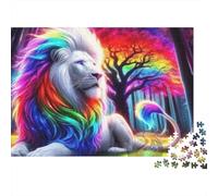 Puzzle da 1000 pezzi con leone arcobaleno e albero arcobaleno, gioco educativo per adulti, decorazione per la casa, sfida di alta difficoltà, ideale per compleanni, 70x50 cm