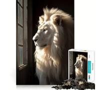 Puzzle da 1000 pezzi con leone bianco e maestoso animale,ideale per sviluppare la memoria,con bordi lisci e incastri perfetti Un modo divertente per riempire il tempo libero (38x26cm)
