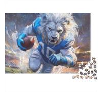 Puzzle da 1000 pezzi con leone calciatore in divisa da calcio. Per adulti dai 12 anni in su. Gioco educativo, decorazione per la casa,difficoltà, di compleanno. 70x50 cm
