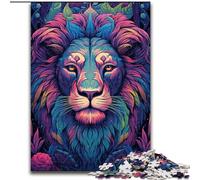 Puzzle da 1000 pezzi con leone colorato in legno, livello principiante, ideale come regalo di compleanno e per le feste, 50x75cm, attività per adulti e famiglie, regalo fai da te per la casa