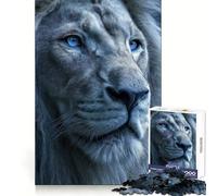 Puzzle da 1000 pezzi con leone dagli occhi azzurri per adulti,stimolante per lo sviluppo delle capacità cognitive,rilassante e divertente,con chiusura a scatto,ideale come regalo di Natale (50x75cm)