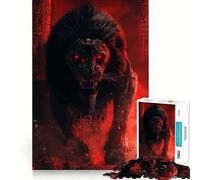 Puzzle da 1000 pezzi con leone dagli occhi rossi nel tempio, ideale per adolescenti, gioco antistress, taglio di alta qualità, (38x52cm)